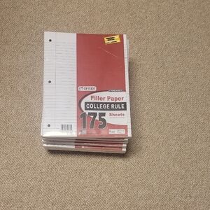 Lot Of 8 New Sealed Red Filler Paper each 175 Sheets College Ruled